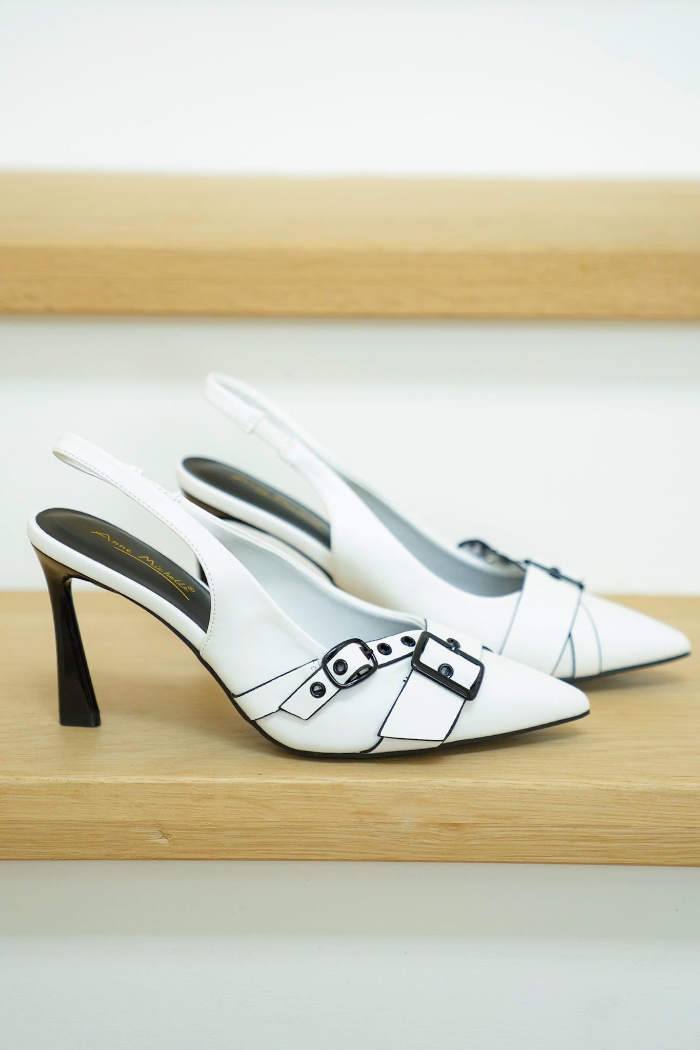 Vegan Leather Pointed Toe Slingback Heels