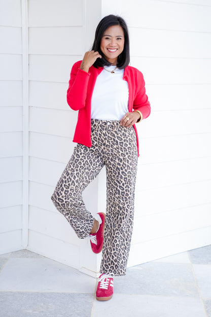 Vervet High Rise Leopard Barrel Jeans