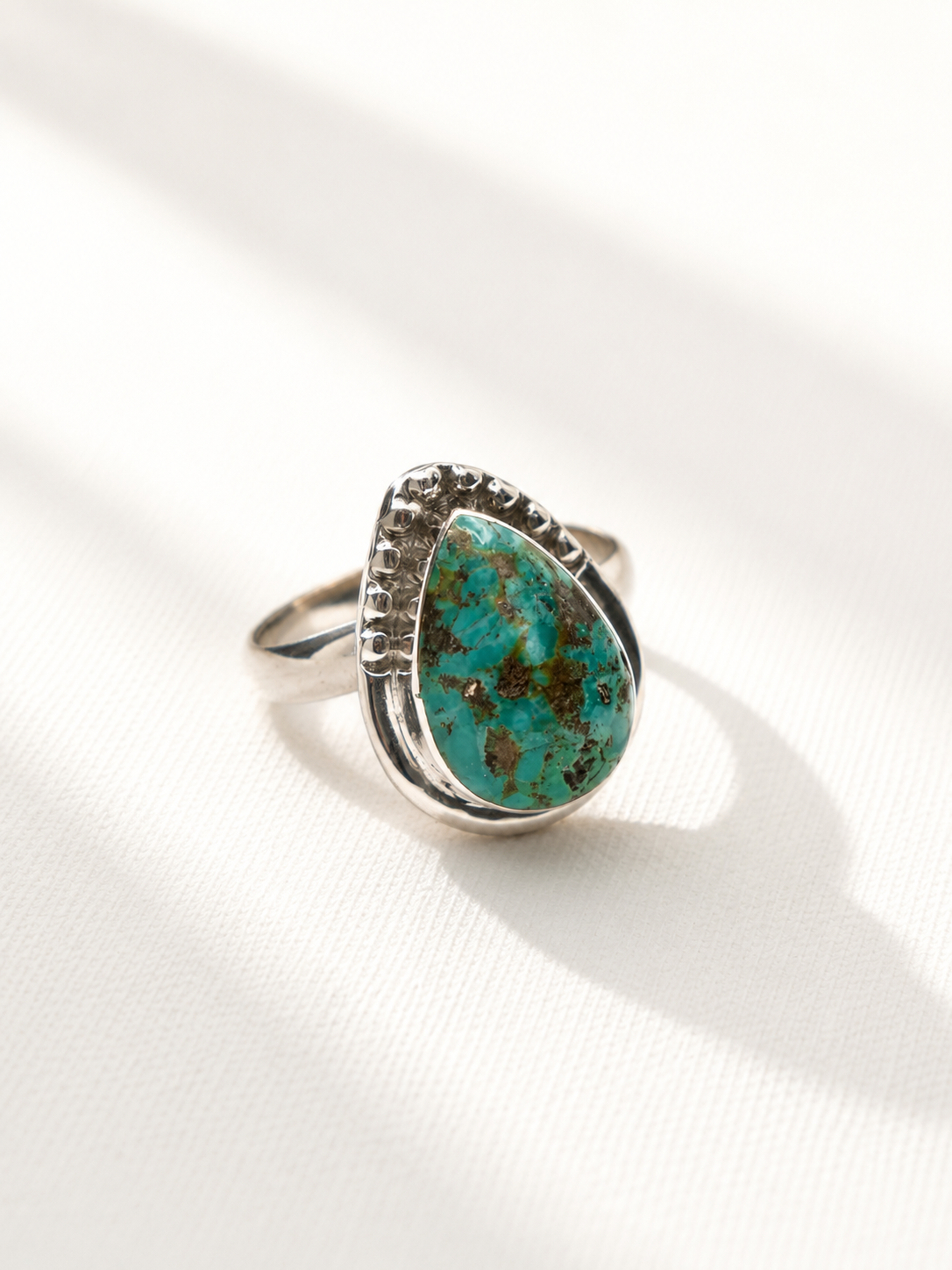 BOHO SOL Turquoise Teardrop Adjustable Ring