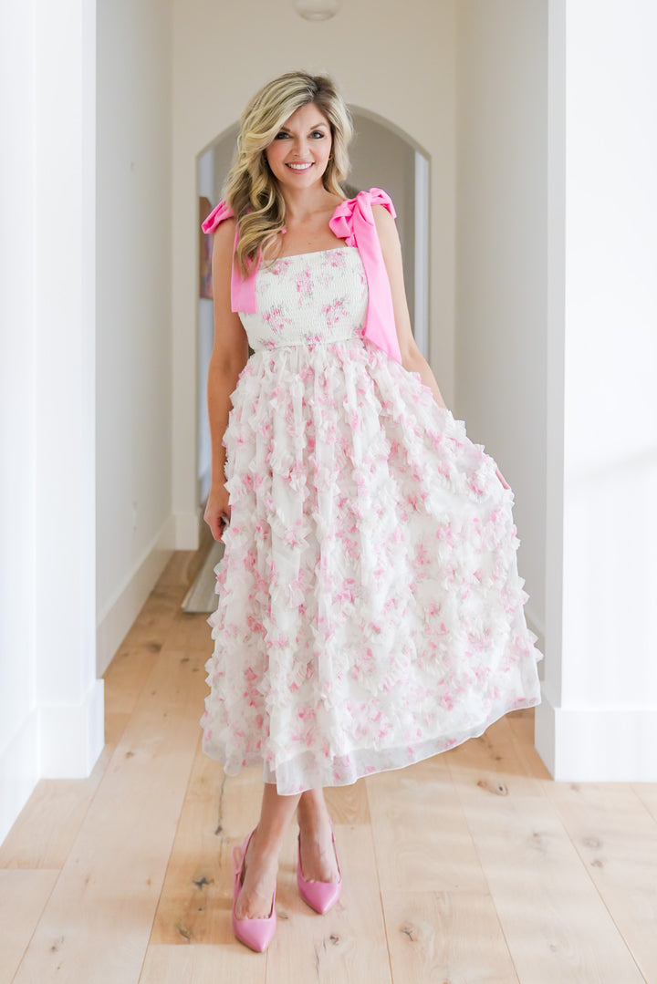 Floral Print Sleeveless Smocked Ruffle Dress