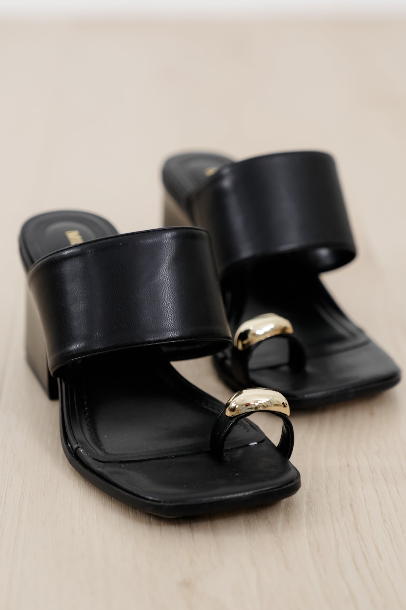 MIA Vegan Leather Toe Ring Block Heel Mule