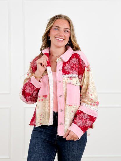 POL Multi Print Long Sleeve Button Up Jacket