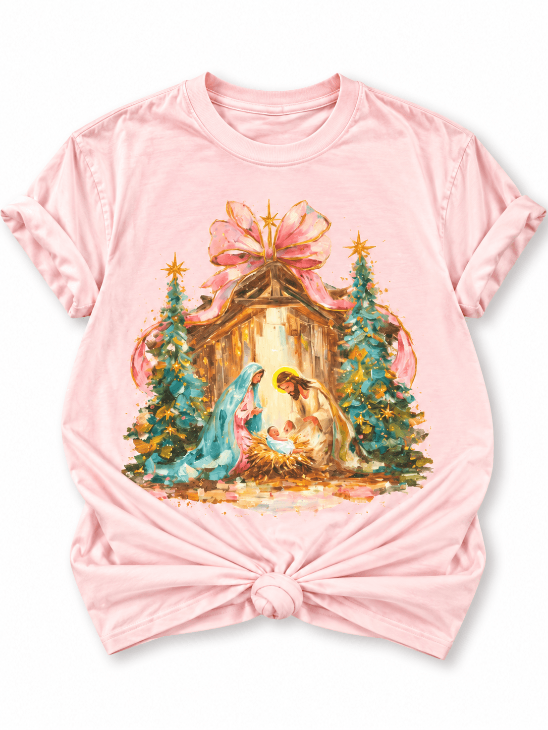 Plus/Reg Short Sleeve Nativity Scene Graphic Tee