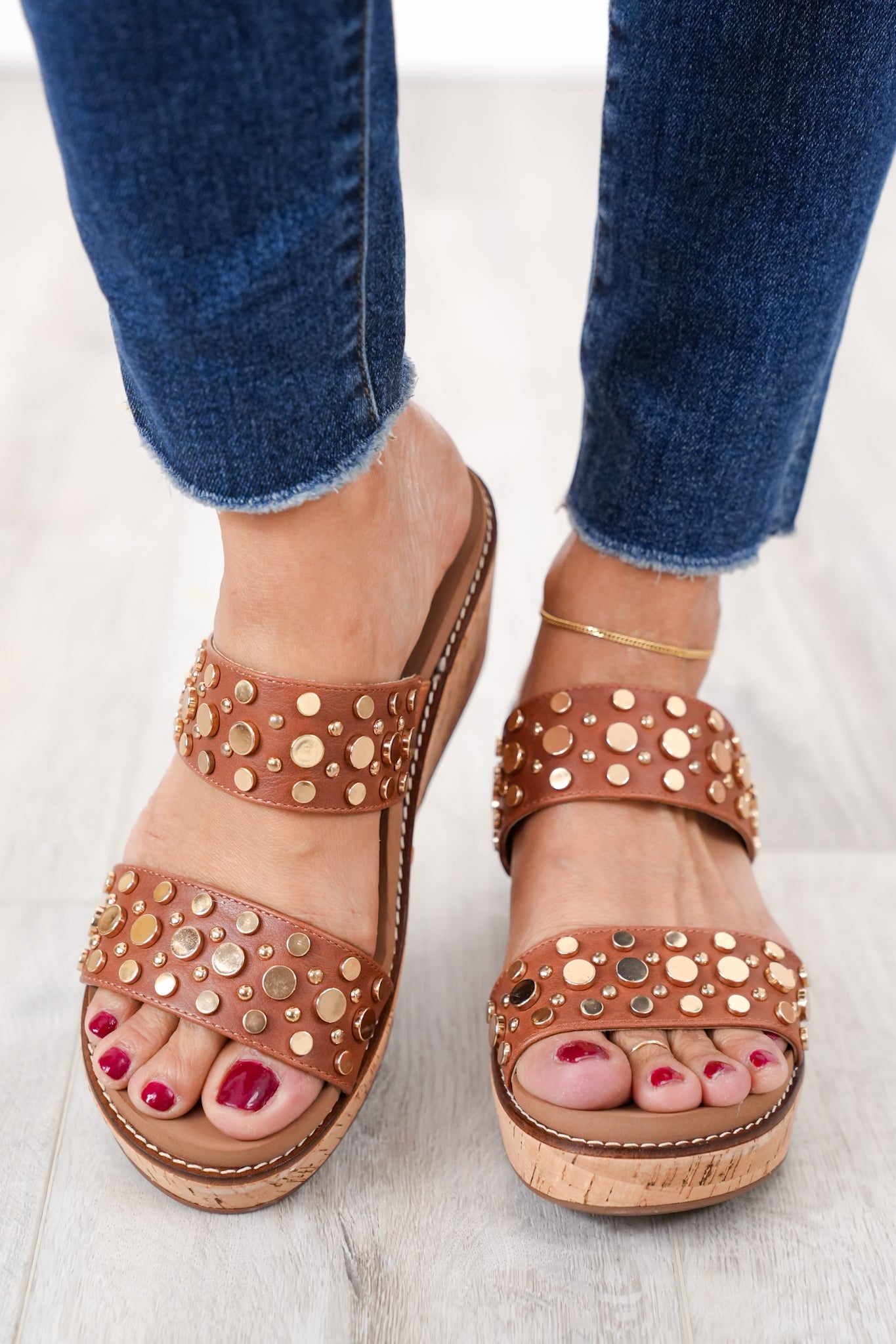 Corky's "Bad Habit" Studded Straps Wedge Heels