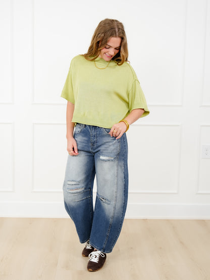 Knit Short Sleeve Mock Neck Sweater