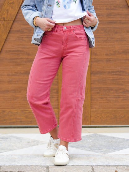 Risen High Rise Brick Cropped Wide Leg Jeans