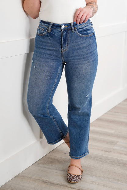 Vervet High Rise Medium Wash Slim Wide Leg Ankle Jeans
