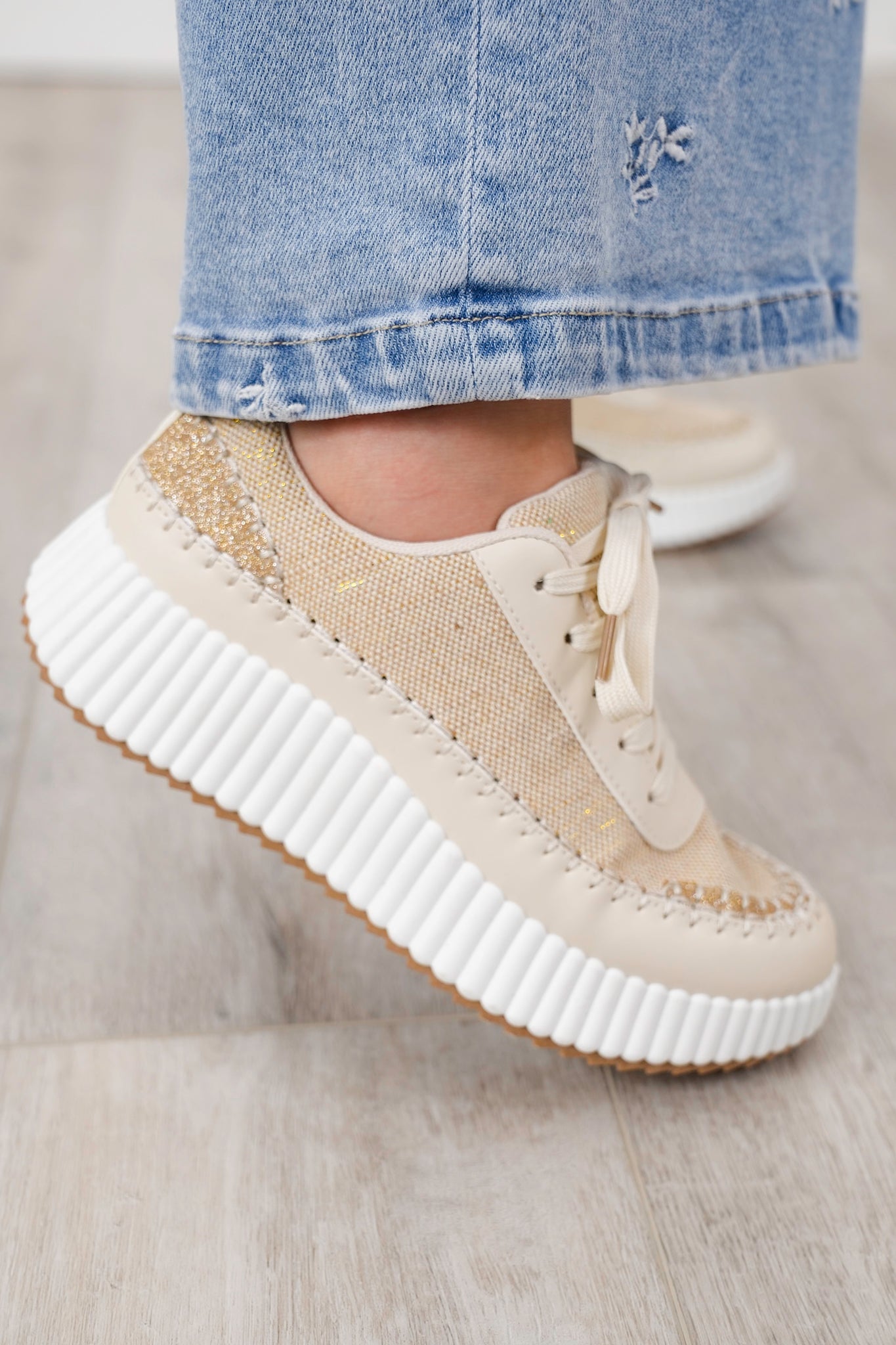 Color Contrast Low Top Platform Sneakers