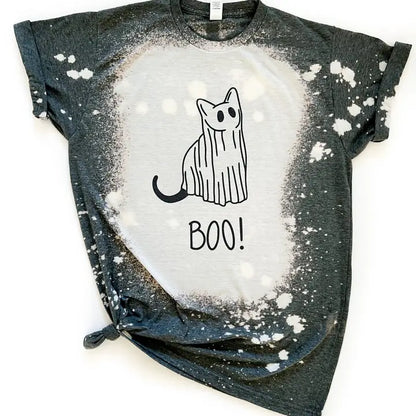 Plus/Reg Short Sleeve Ghost Kitty "Boo" Graphic Tee