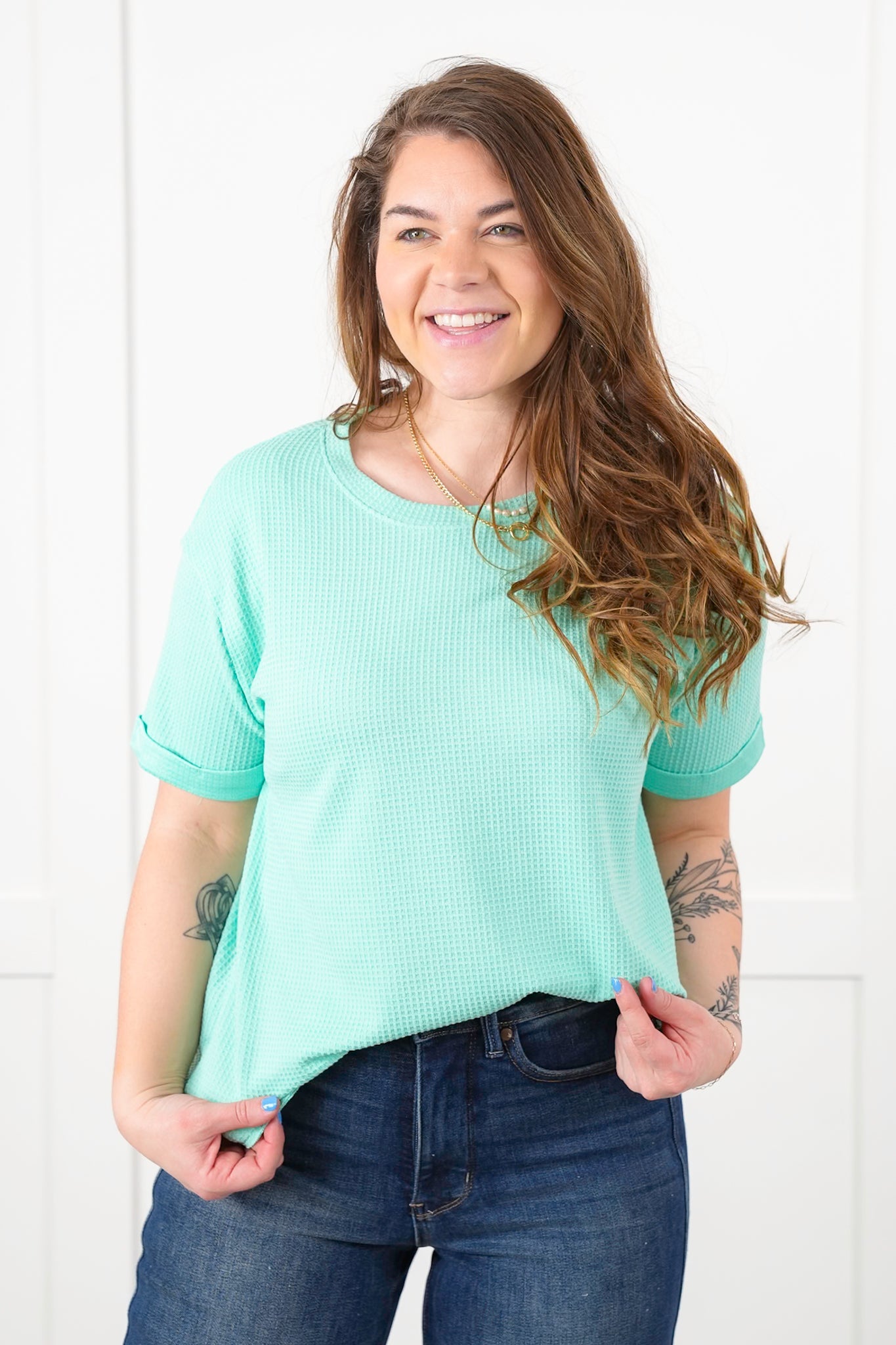 Door Buster! Plus/Reg Thermal Short Cuffed Sleeve Top