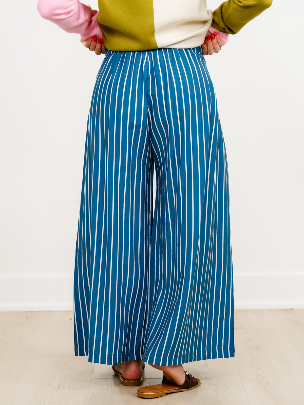 Plus/Reg stripe Elastic Waist Wide Leg Palazzo Pants