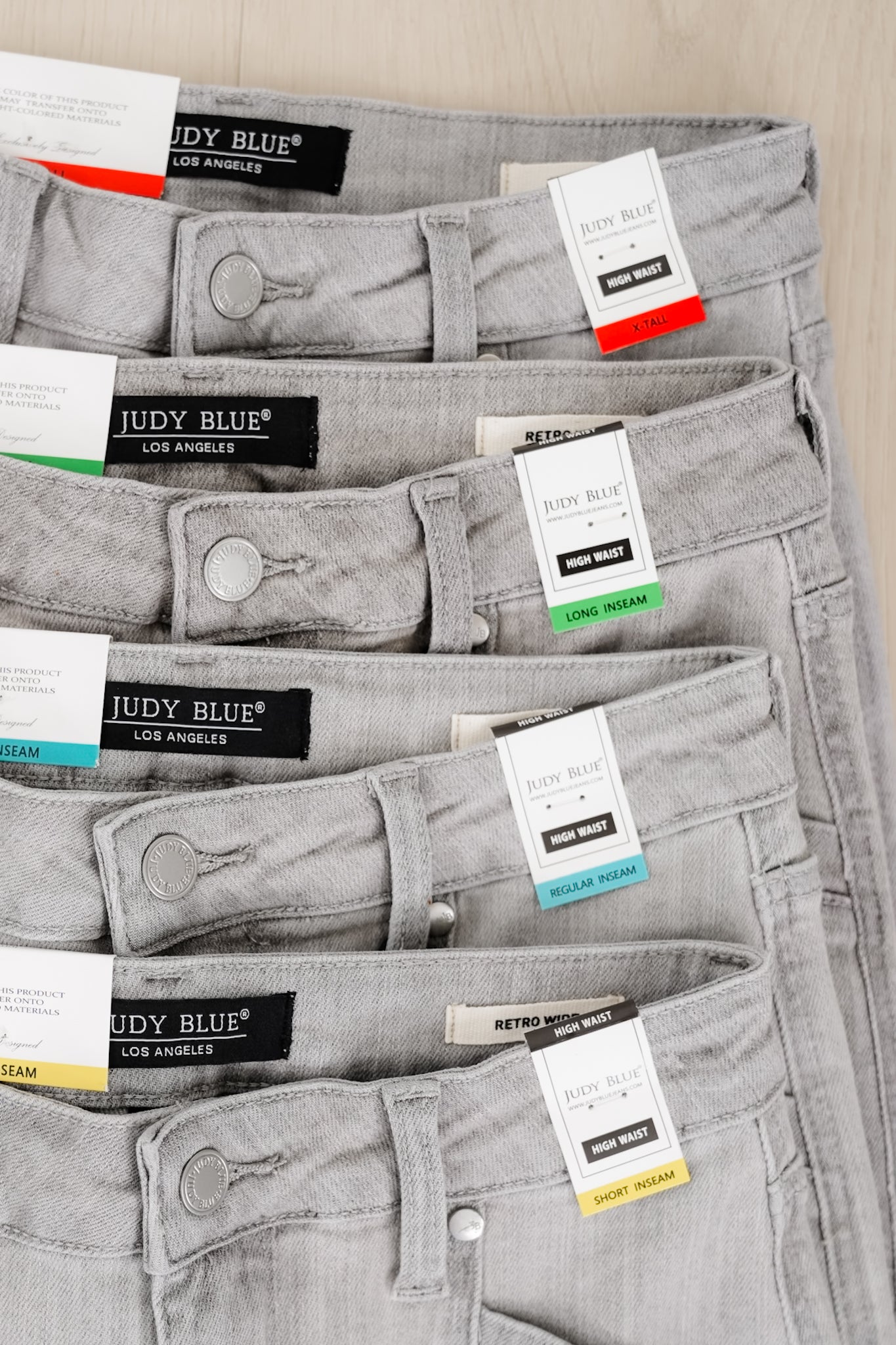 Judy Blue The Anastasia Multi Inseam High Rise Grey Retro Wide Leg Jeans