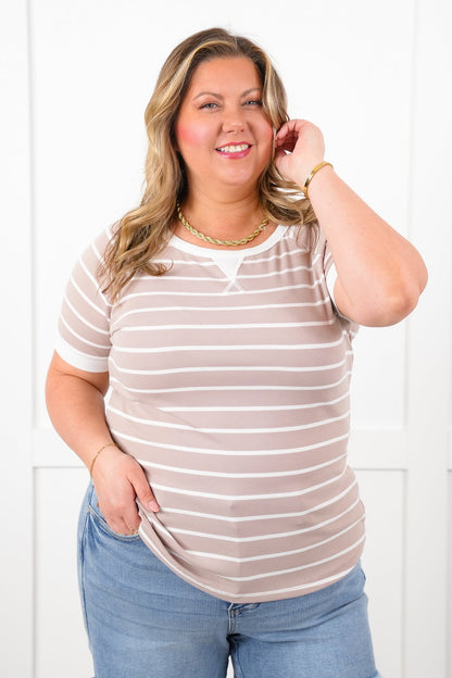 Stripe Short Sleeve Round Neck Top