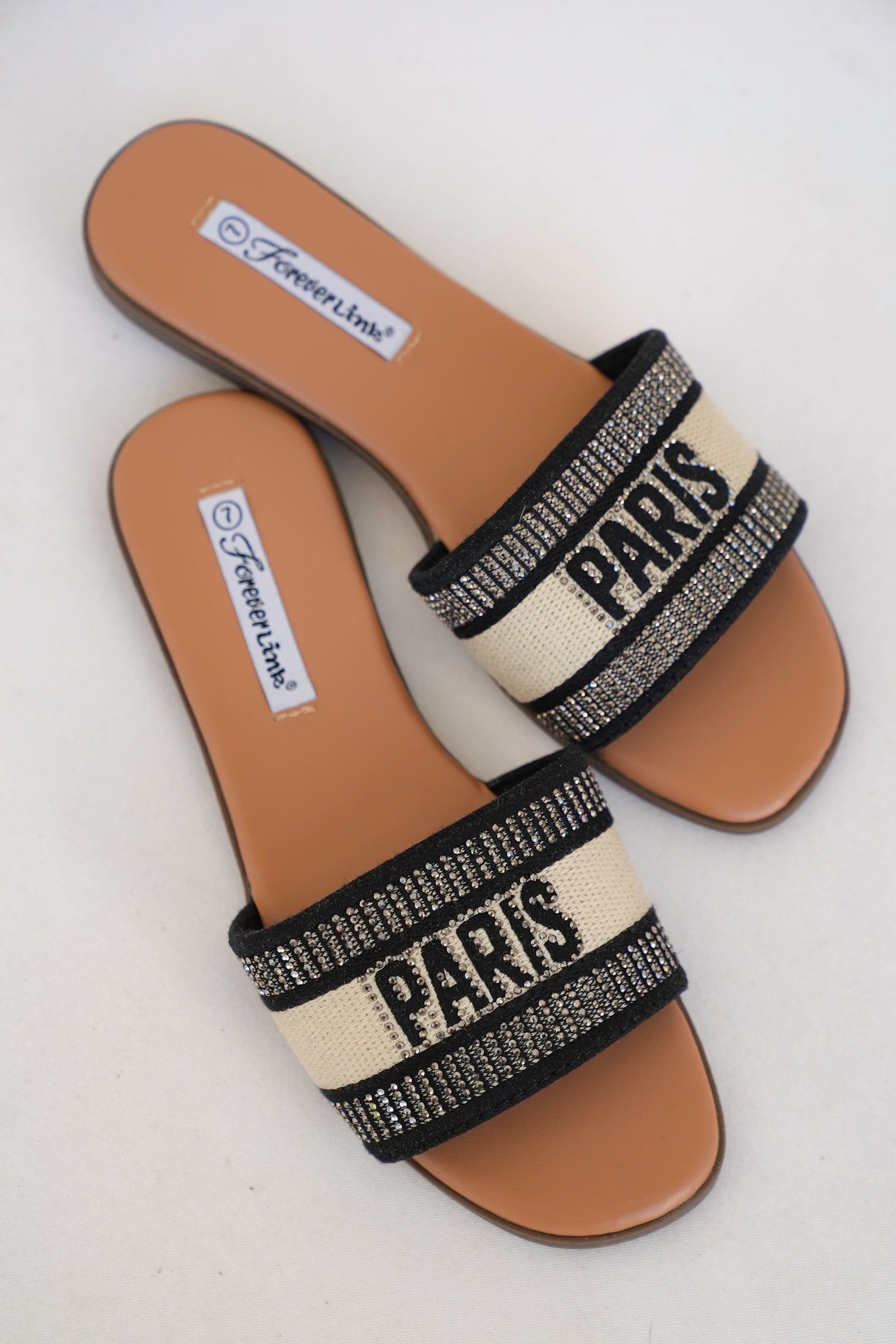 Slip On Flat Sandal with Embellished Wide Strap