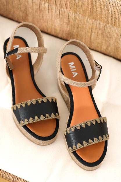 MIA Espadrille Wedge Sandals with Braided Jute Heel