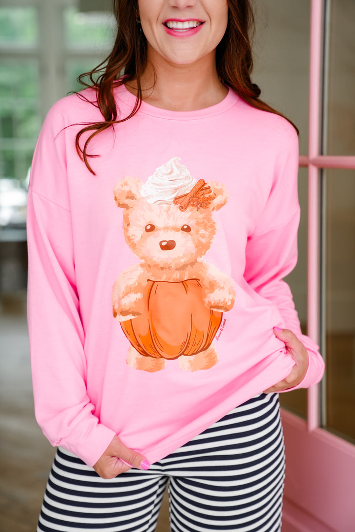 Plus/Reg Teddy Pumpkin Spice Long Sleeve Sweatshirt