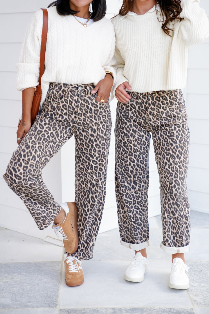 Vervet High Rise Leopard Barrel Jeans