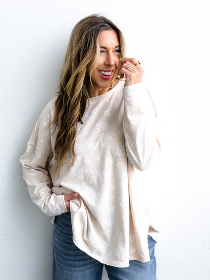 Floral Long Sleeve Round Neck Top