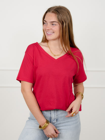 Door Buster! Plus/Reg Zenana Cotton Short Sleeve V Neck Tee