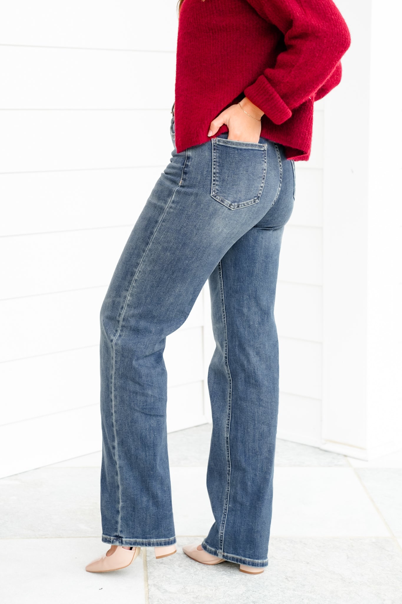 Mica High Rise Medium Wash Loose Fit Straight Leg Jeans