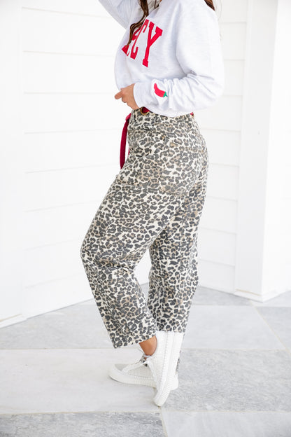 Restock! Leopard Print Pants with Braided Waist Belt