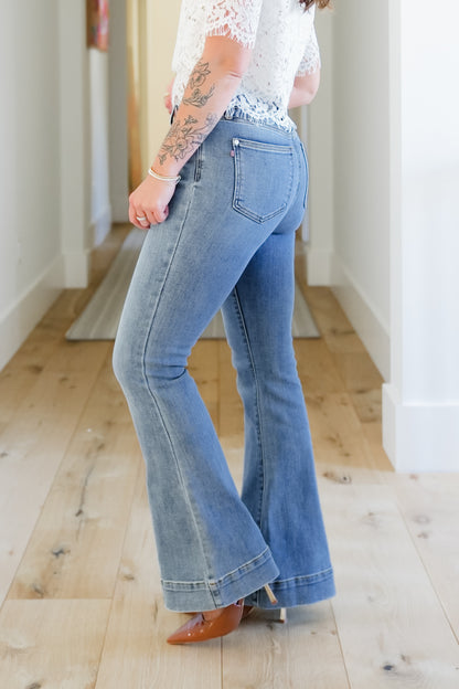 Judy Blue Mid Rise Medium Wash Trouser Flare Jeans