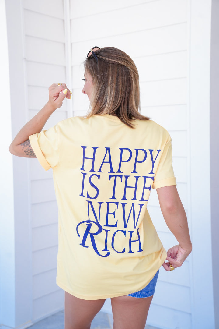 Plus/Reg Short Sleeve "Happy Is The New Rich" Graphic Tee