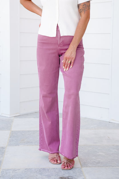 RFM High Rise Wide Leg Ankle Frayed Hem Jeans