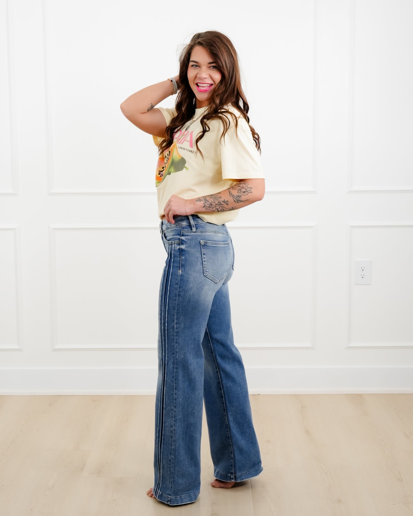 Hidden Mid Rise Dark Wash Flare Jeans