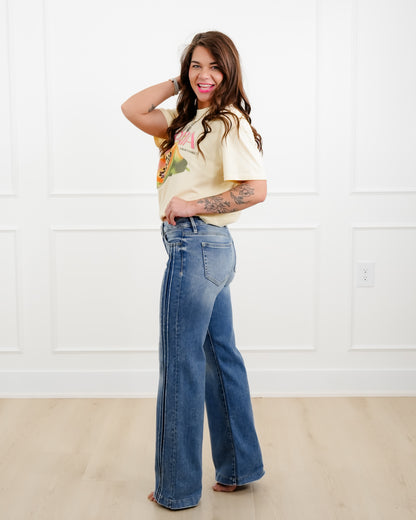 Hidden Mid Rise Dark Wash Flare Jeans
