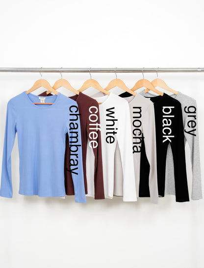 Restock! Door Buster! Plus/Reg Ribbed Knit Long Sleeve Crew Neck Top