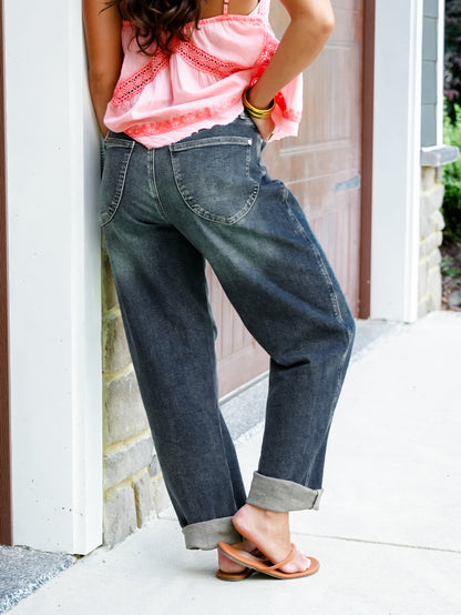 Judy Blue High Rise Medium Wash Marlow Arc Leg Jeans With Double Button