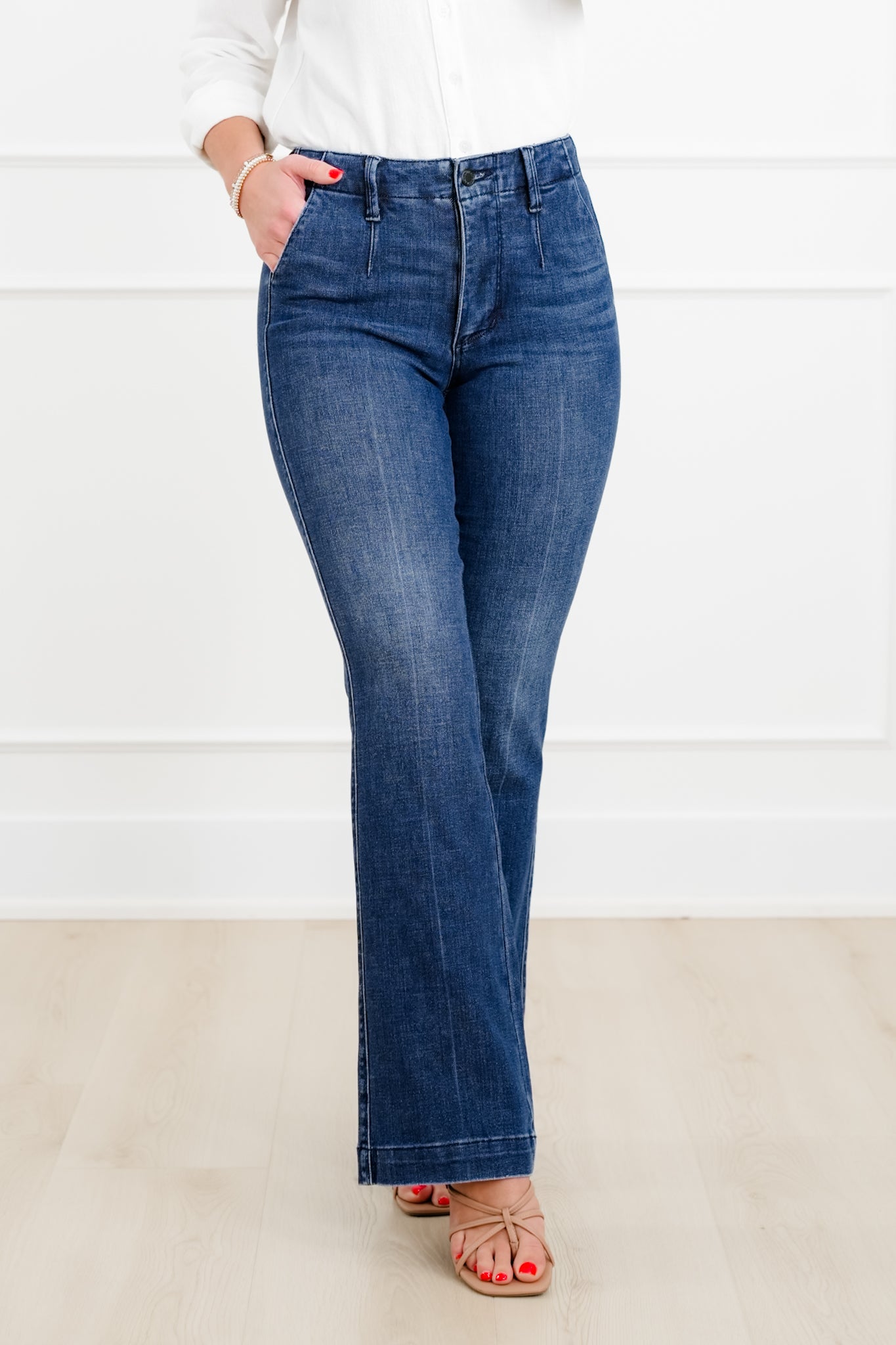 Judy Blue The Sutton Mid Rise Dark Wash Tummy Control Bootcut Trouser Jeans