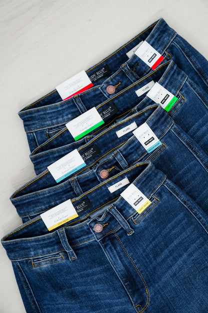 Judy Blue "The Sadie" Multi Inseam High Rise Dark Wash Trouser Flare Jeans