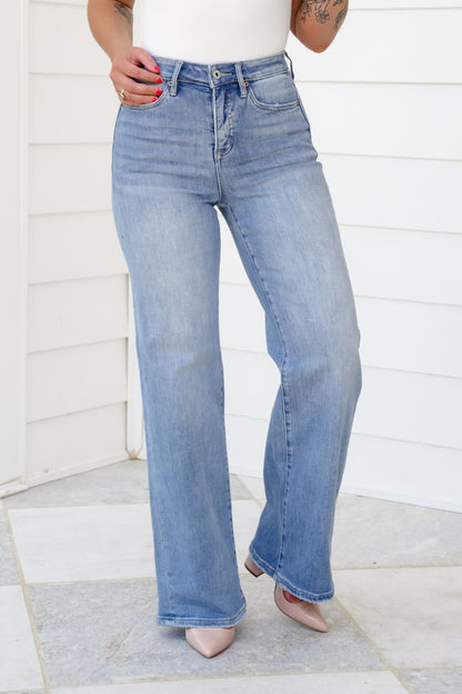 Mica The Sweet Spot High Rise Light Wash Wide Leg Jeans