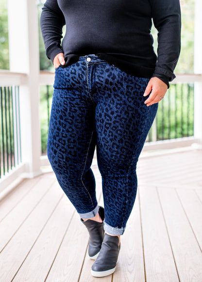 Judy Blue Denim Leopard Print Skinny Jeans