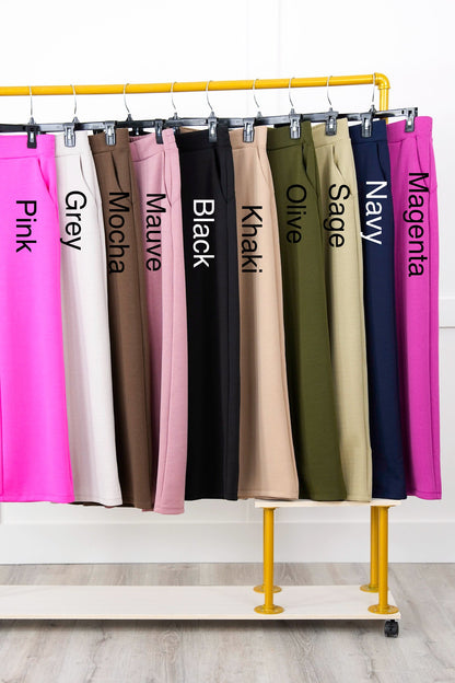 Door Buster!! Plus/Reg Solid Knit Straight Leg Pull On Pants