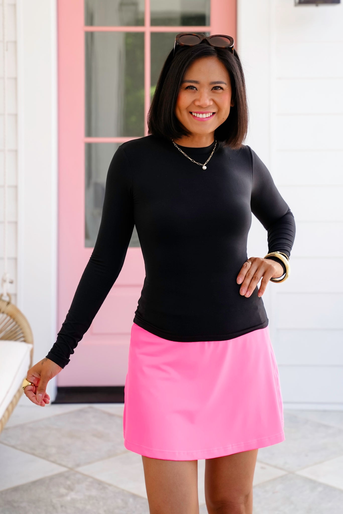 Solid Knit Long Sleeve Round Neck Tee