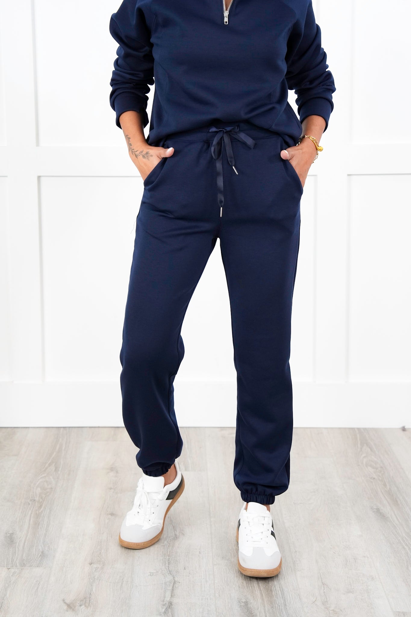 Door Buster! Plus/Reg Elastic Waist Scuba Knit Joggers with Ribbon Drawstring