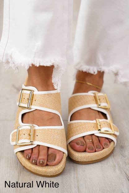 MIA Raffia Sandal with Adjustable Buckle Straps