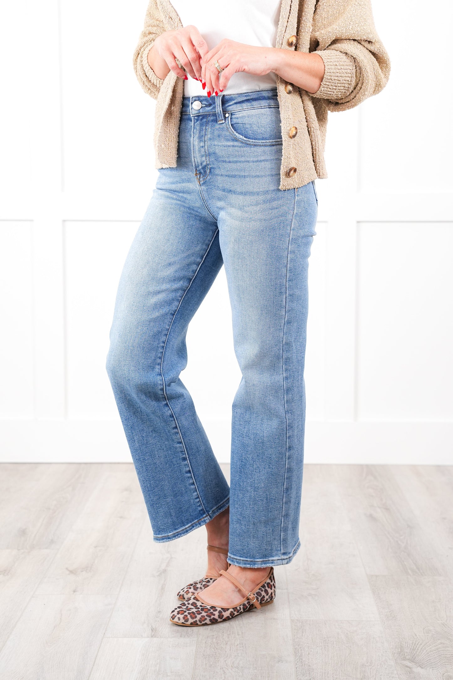Risen Day Dreamer High Rise Light Wash Relaxed Straight Leg Ankle Jeans