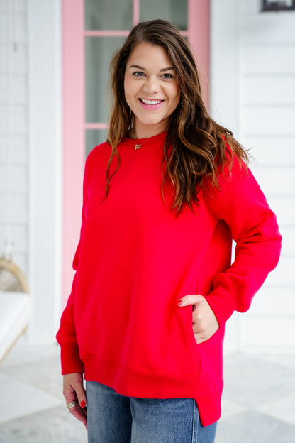Door Buster! PLUS/REG Zenana Fleece Hi-Low Sweatshirts with Pocket