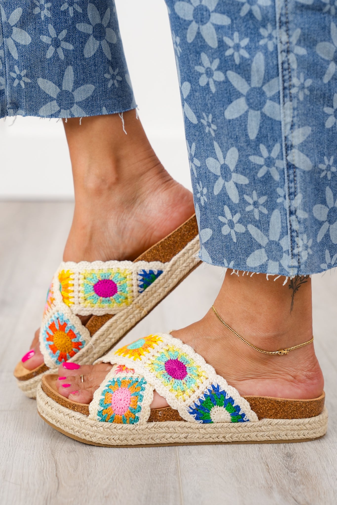 Crisscross Strap Slip on Sandal with Braided Jute Wrapped Sole
