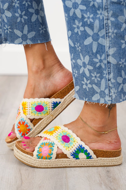 Crisscross Strap Slip on Sandal with Braided Jute Wrapped Sole