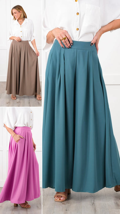Pleated High Waist Wide Leg Pants
