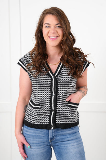 Crochet Button Down Vest with Pockets