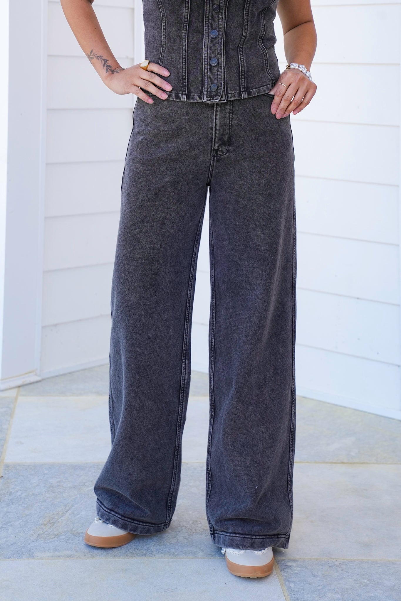 Plus/Reg Mineral Wash High Waist Pants