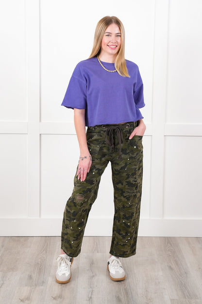 Short Sleeve Crew Neck Boxy Cropped Top