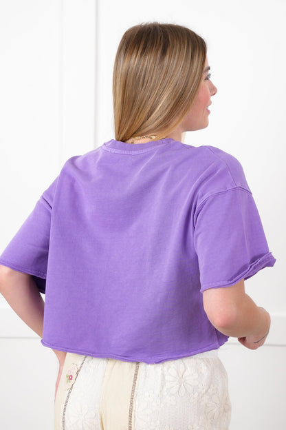 Short Sleeve Crew Neck Boxy Cropped Top
