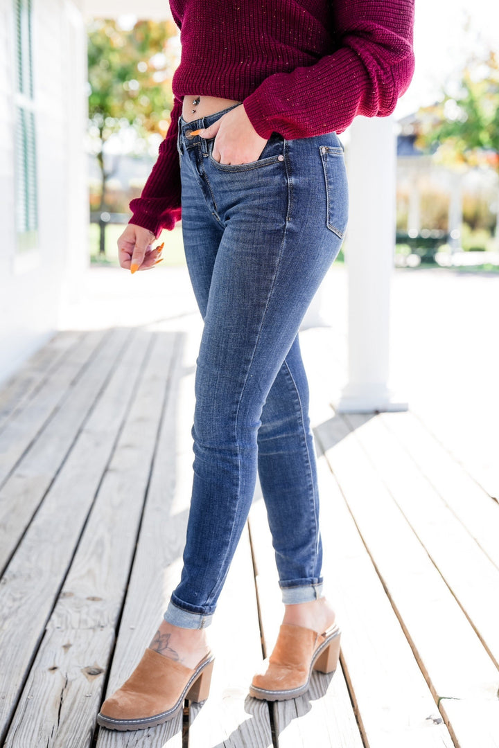 Judy Blue  8 Days A Week  Medium Wash Mid Rise Skinny jeans with Handsanding